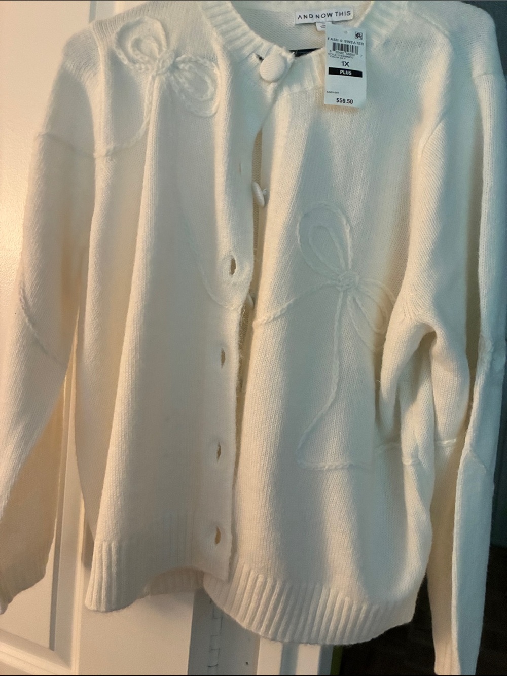 And Now This Cream Knit Button-Front Cardigan - Plus